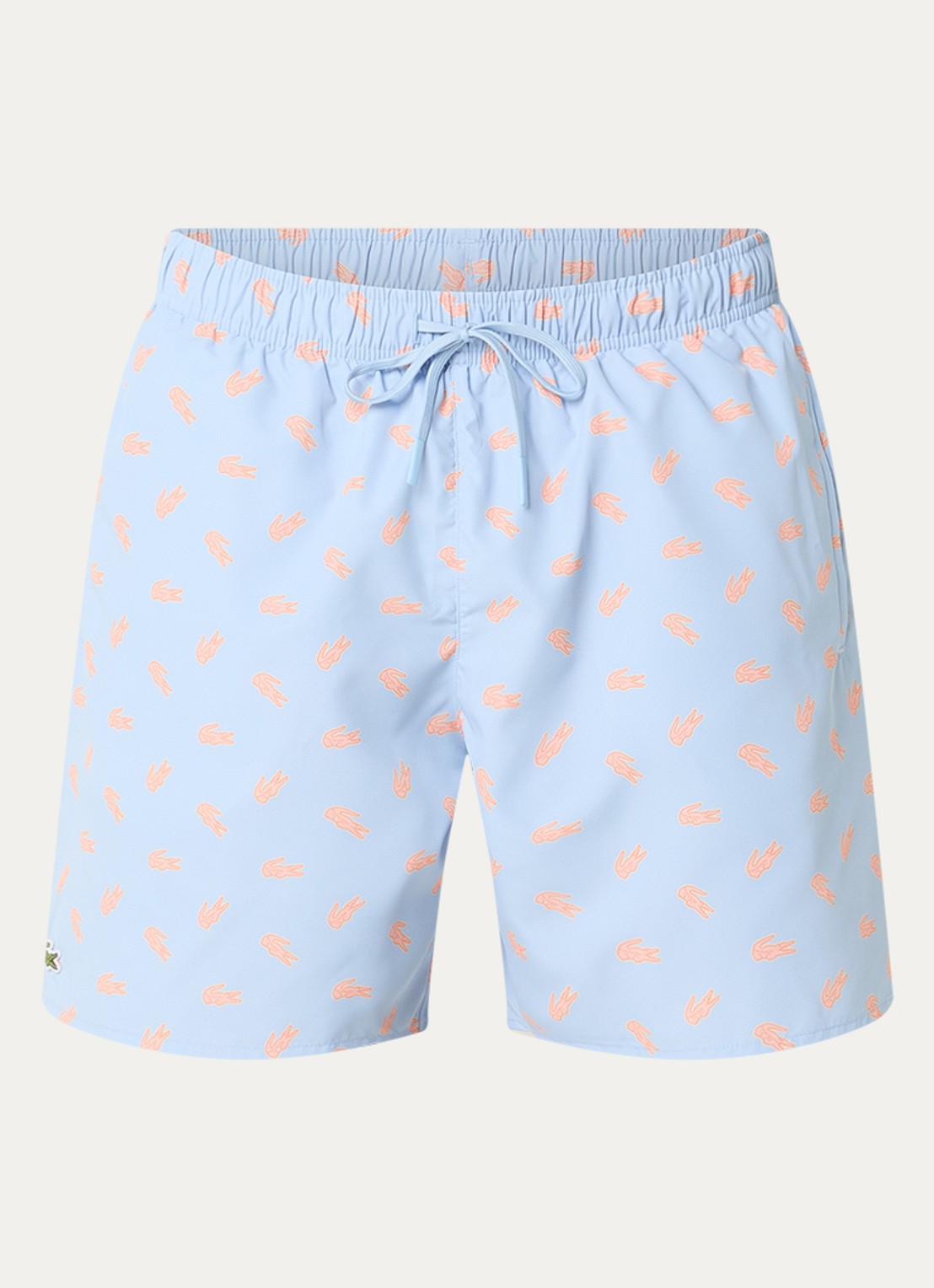 Lacoste Uni zwemshorts met logo en steekzakken - voorkant 2 staalblauw