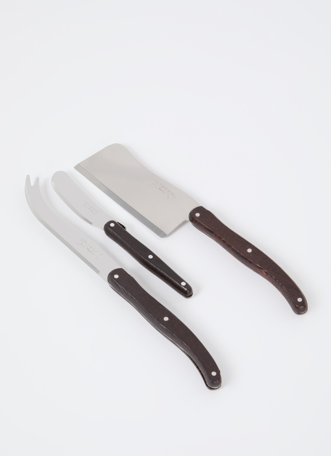 Laguiole Jean Dubost Kaasmes set 3-delig - voorkant 2 donkerbruin