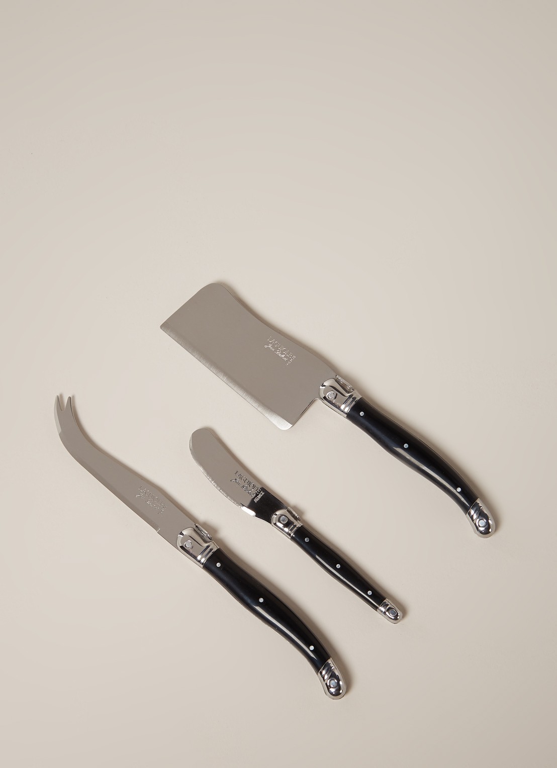 Laguiole Jean Dubost Kaasmes set van 3  - voorkant 2 zwart