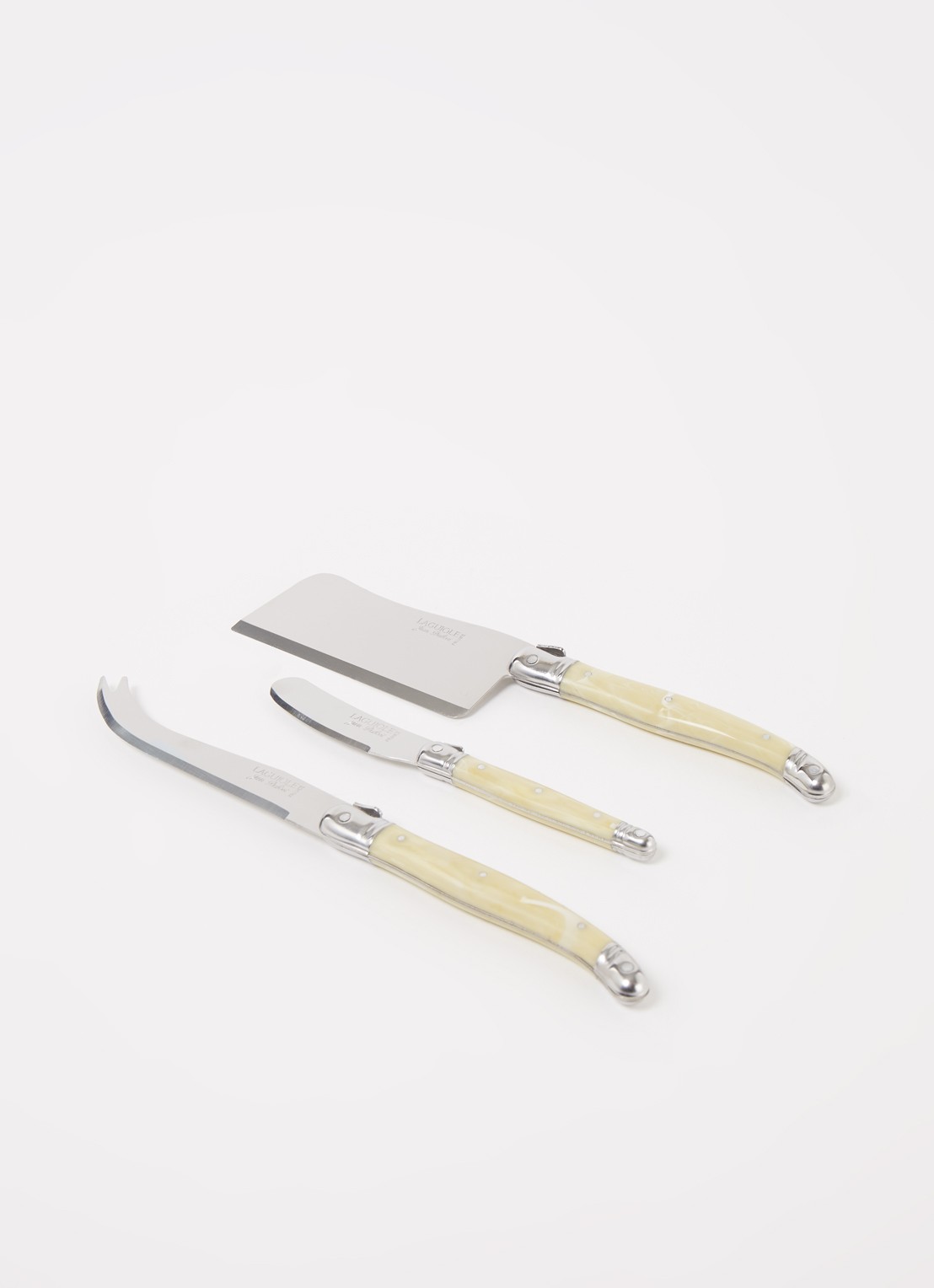 Laguiole Jean Dubost Kaasmes set van 3  - voorkant 2 vanillegeel