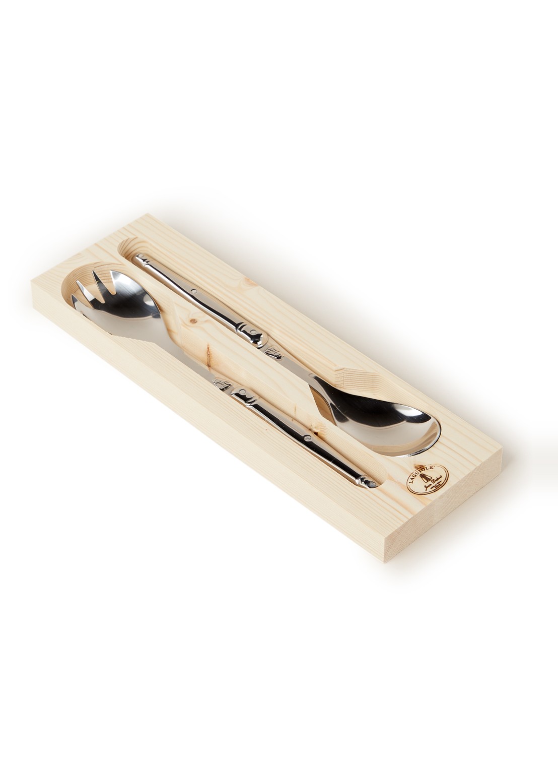 Laguiole Jean Dubost Saladebestek 2-delig - voorkant zilver