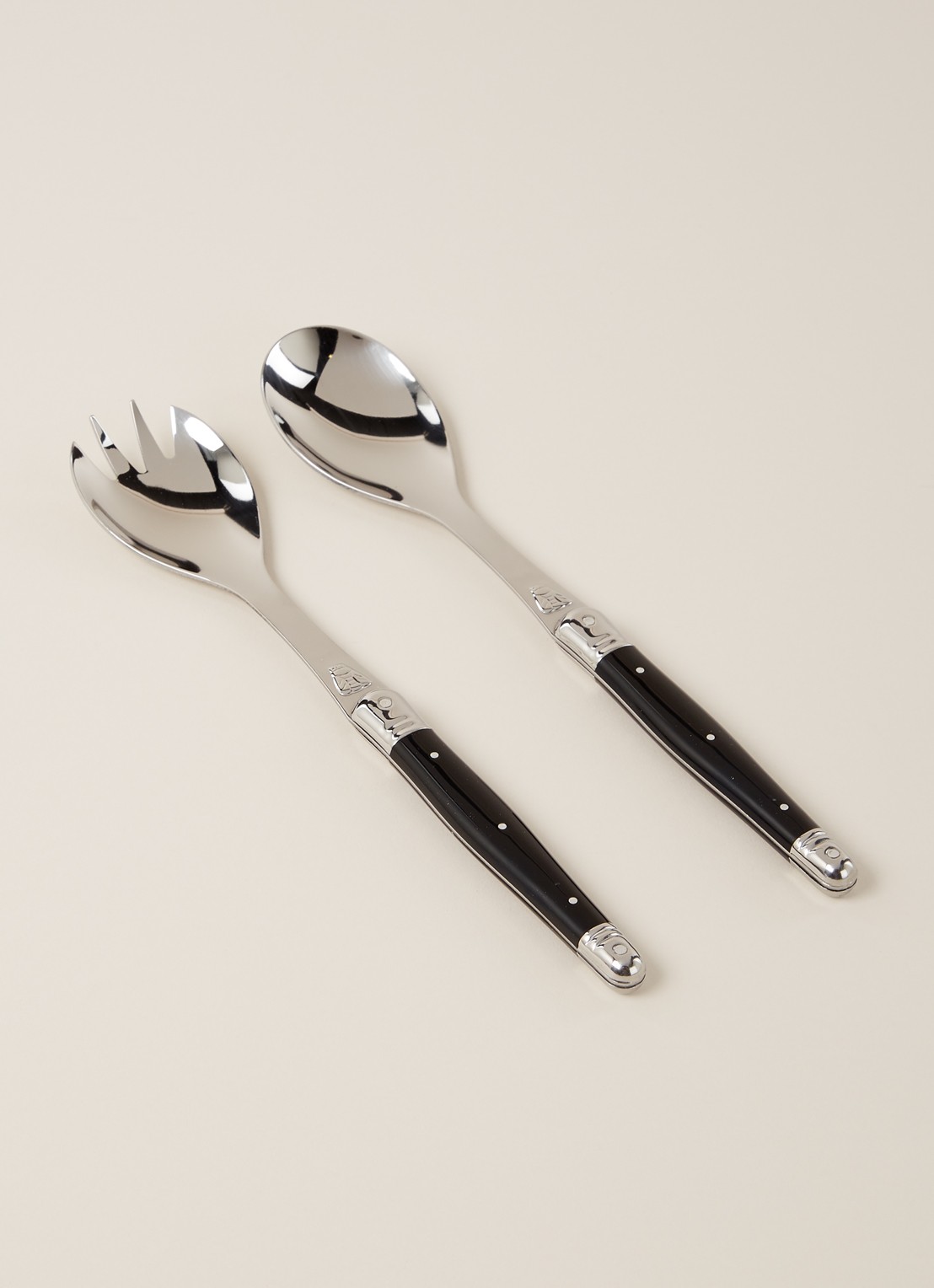 Laguiole Jean Dubost Saladebestek 2-delig - voorkant 2 zwart