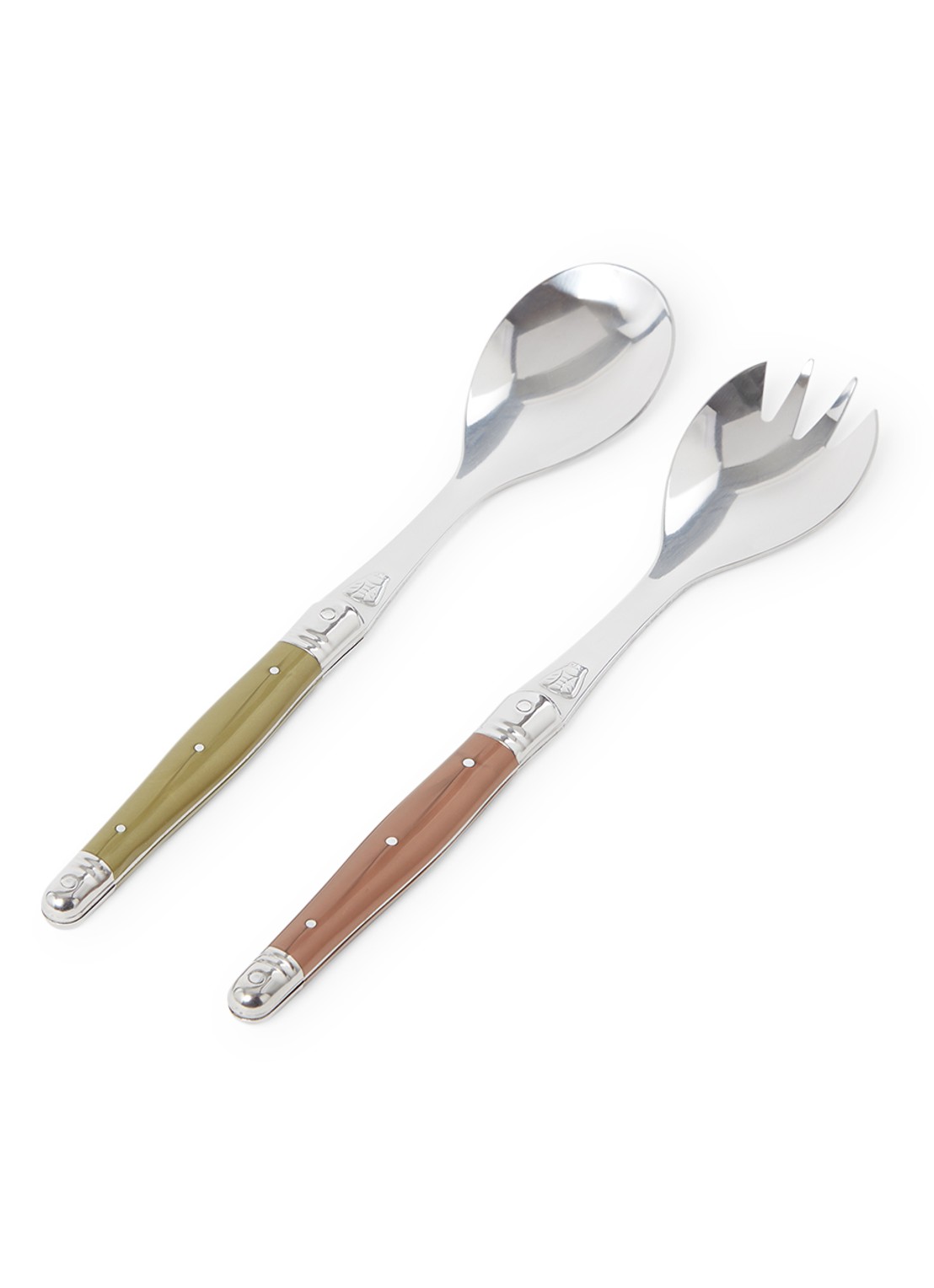 Laguiole Jean Dubost Saladebestek 2-delig - voorkant lichtbruin