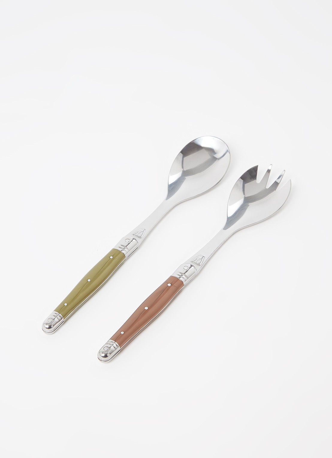 Laguiole Jean Dubost Saladebestek 2-delig - voorkant 2 lichtbruin