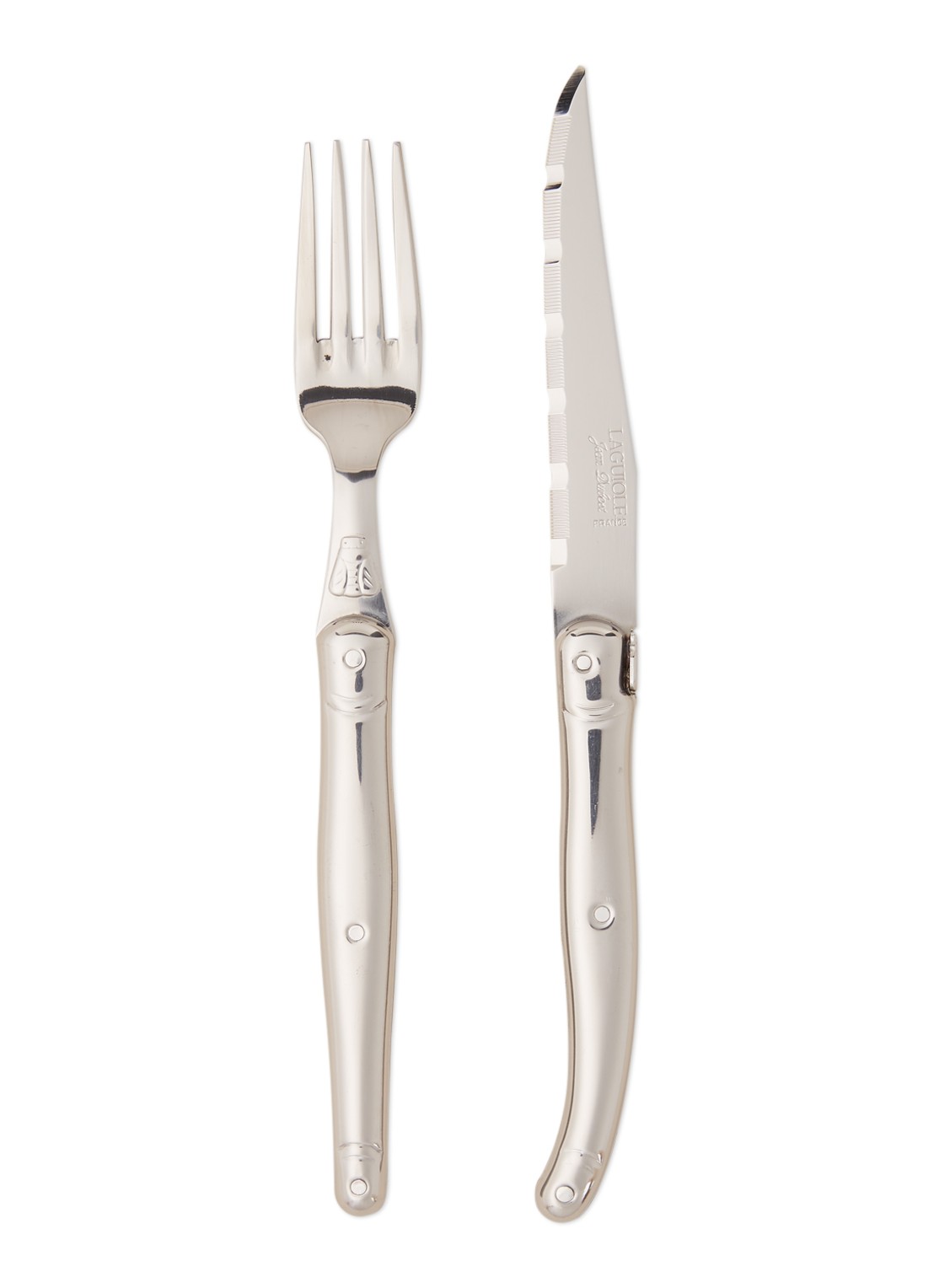 Laguiole Jean Dubost Steakbestekset 12-delig - voorkant zilver