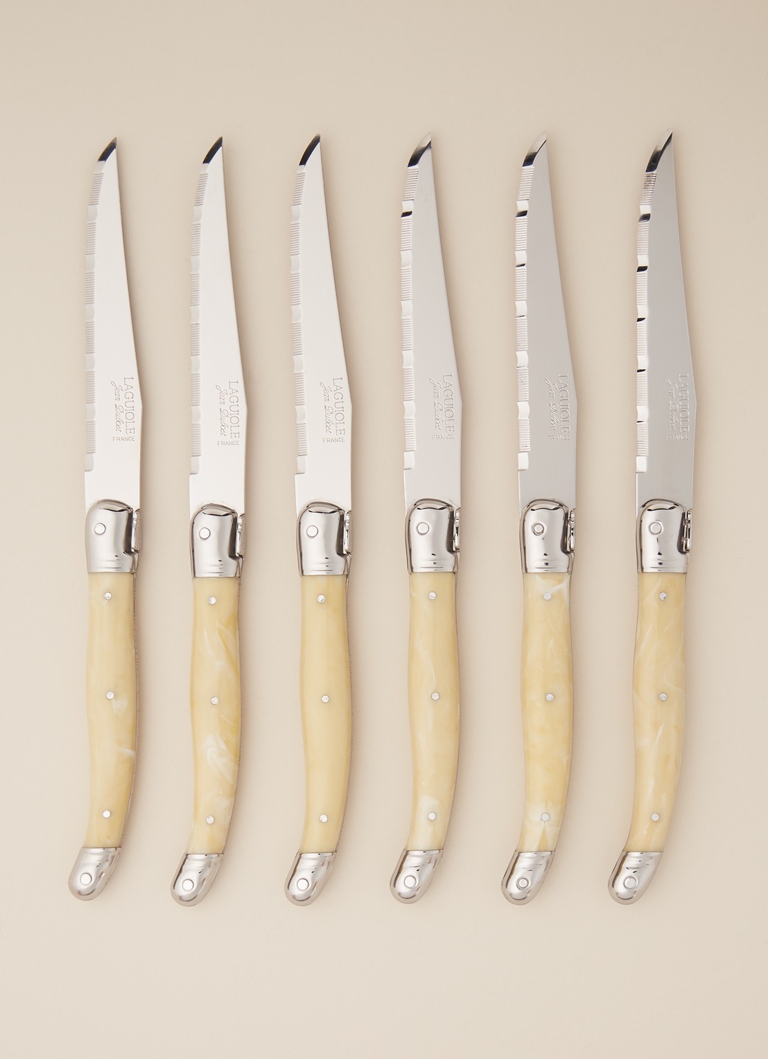 Laguiole Jean Dubost Steakmes set van 6 - voorkant 2 ivoor