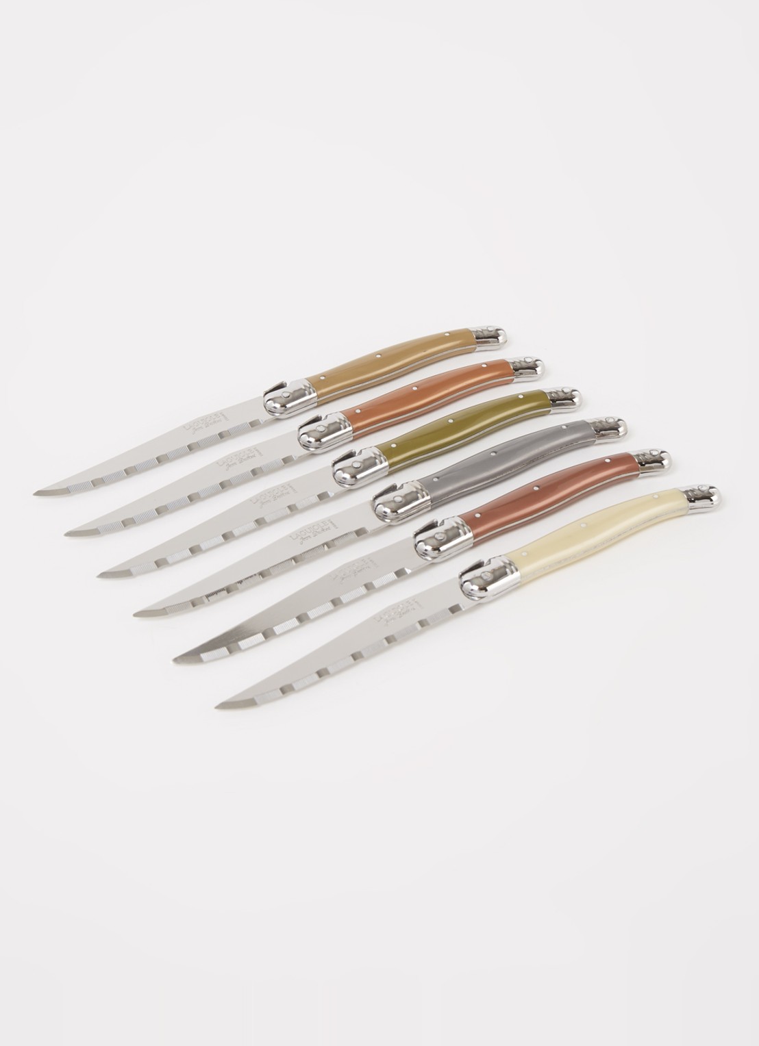 Laguiole Jean Dubost Steakmes set van 6 - voorkant 2 lichtbruin