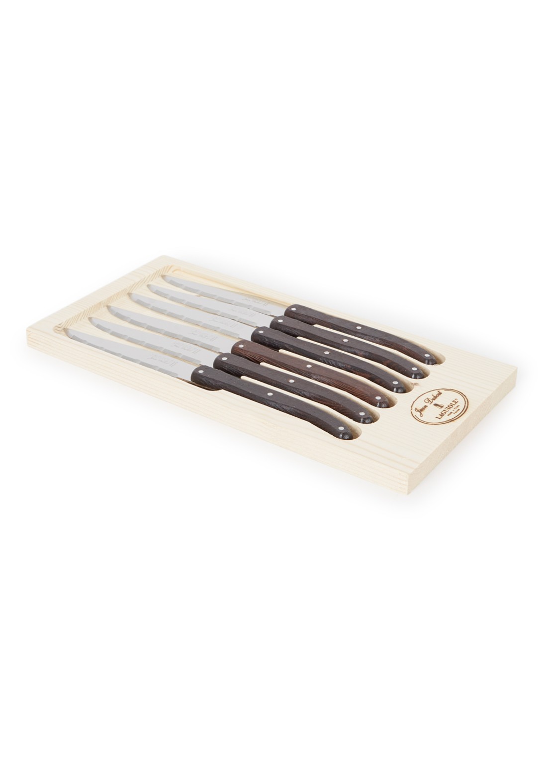Laguiole Jean Dubost Steakmes set van 6 - voorkant donkerbruin