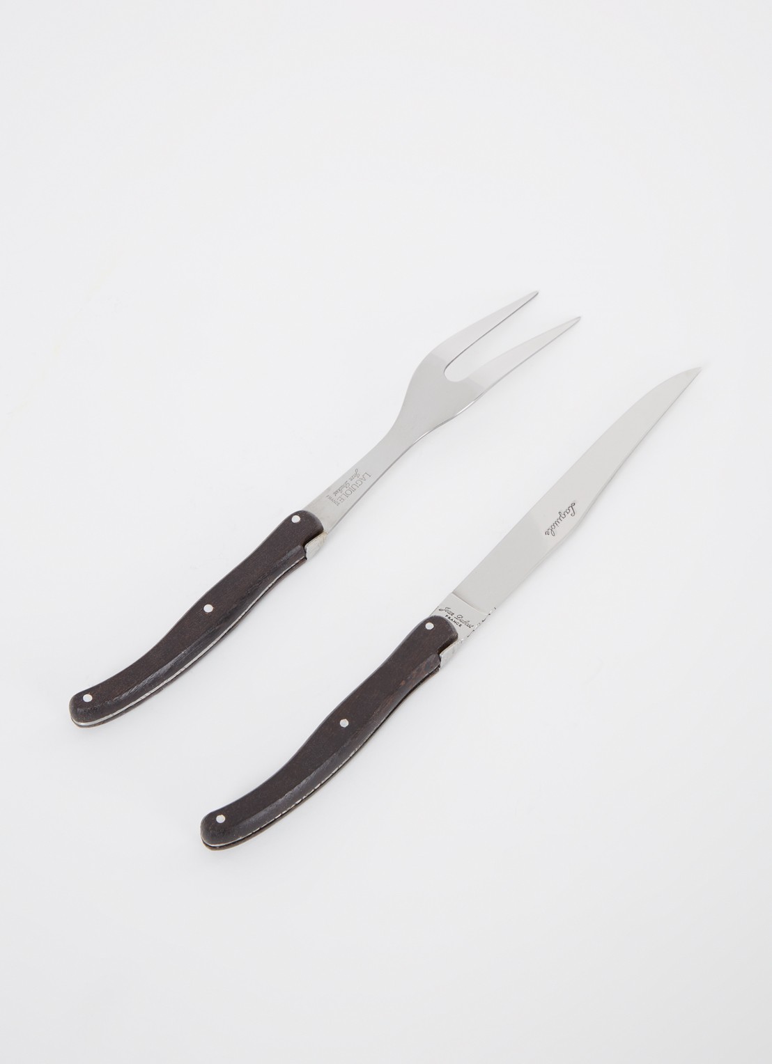 Laguiole Jean Dubost Trancheerset 2-delig - voorkant 2 donkerbruin