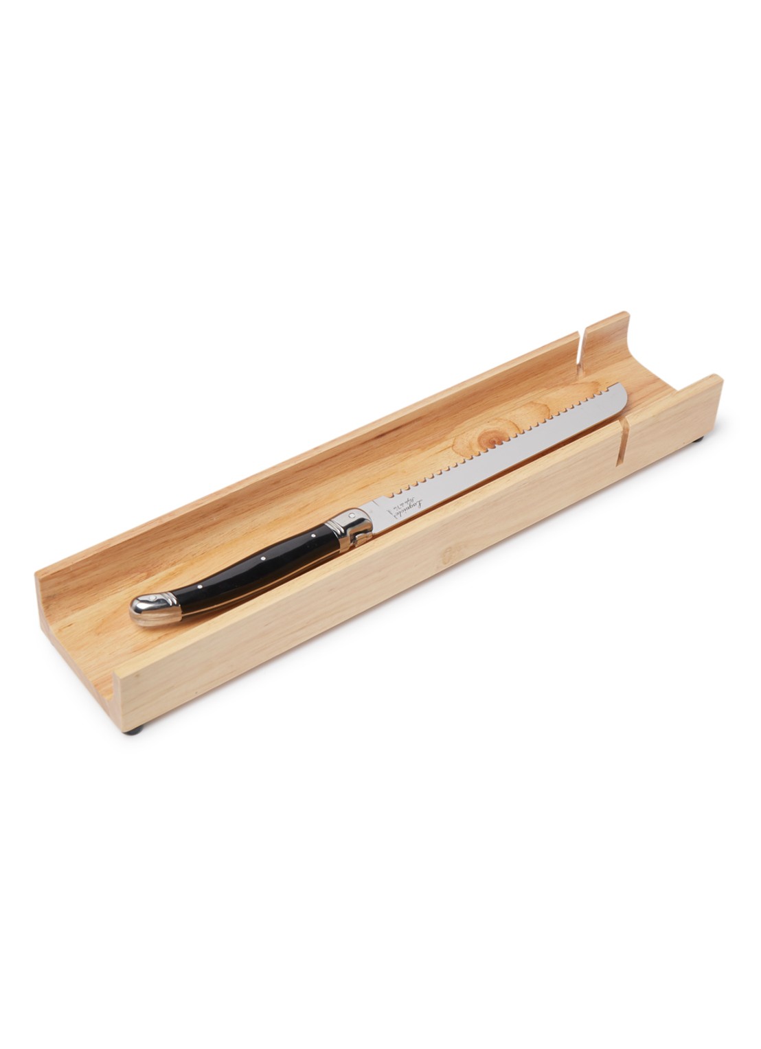 Laguiole Style de Vie Broodmes met stokbroodplank 36 cm - voorkant zwart