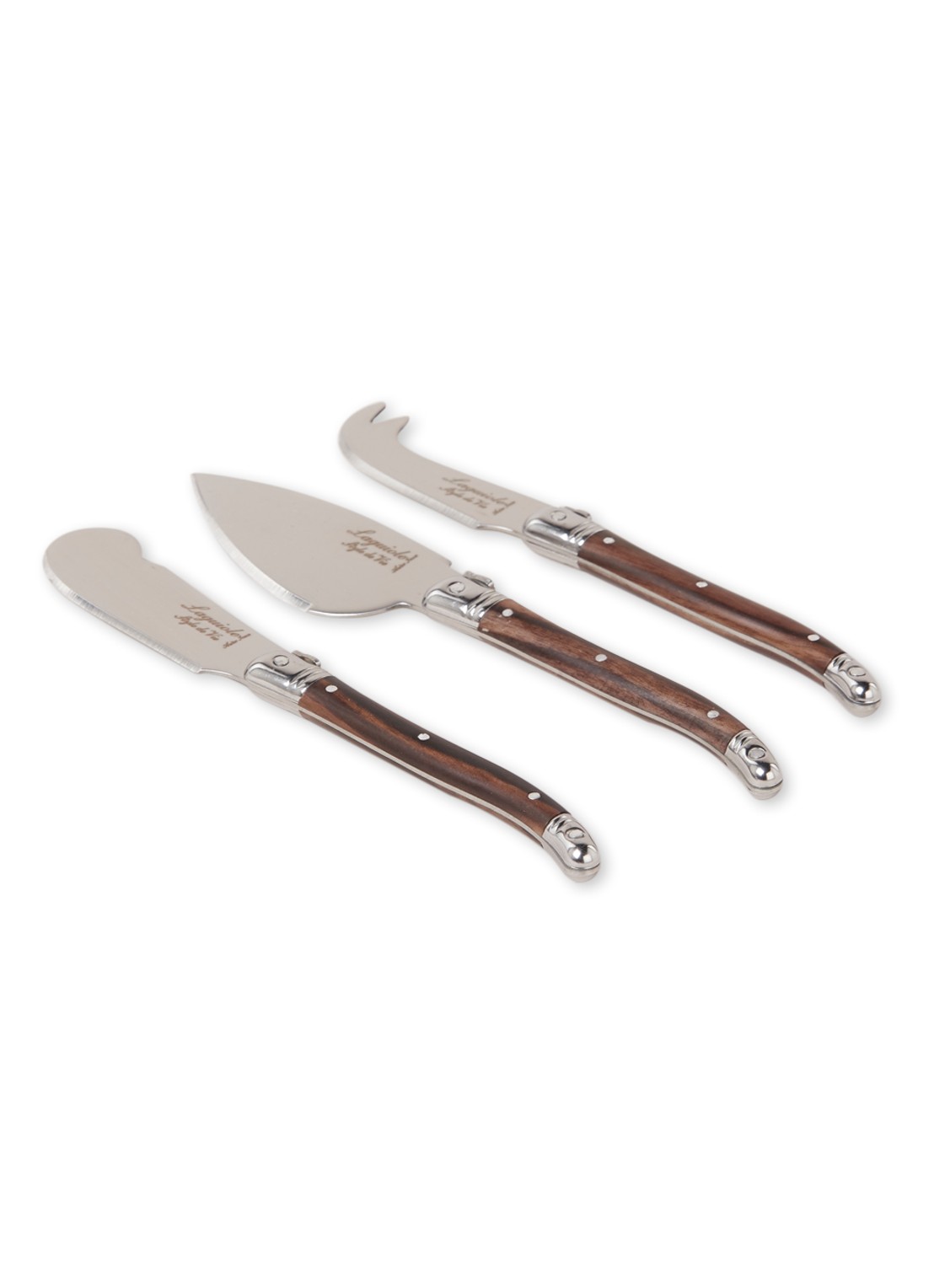 Laguiole Style de Vie Kaasmes set van 3  - voorkant 2 donkerbruin
