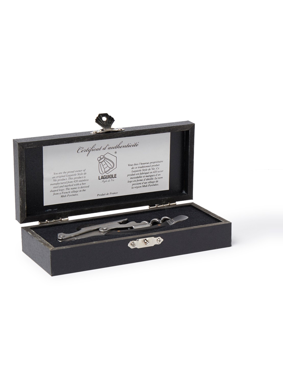 Laguiole Style de Vie Kurkentrekker van ebbenhout  - voorkant zwart