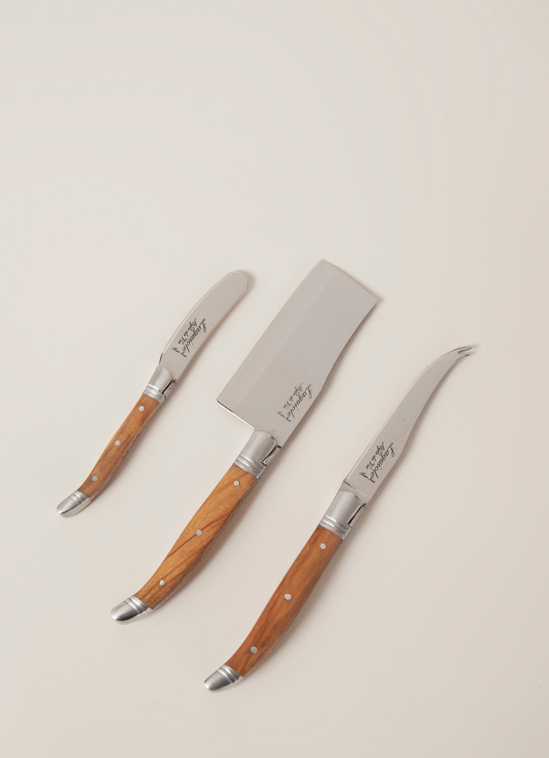 Laguiole Style de Vie Luxury Line kaasmes set van 3 - voorkant 2 bruin