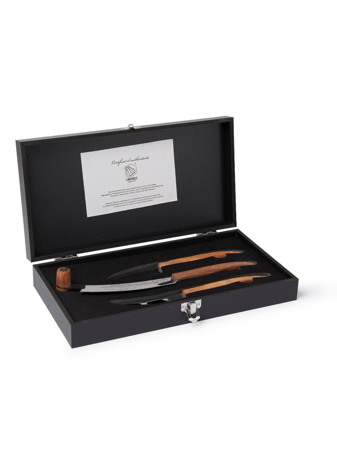 Laguiole Style de Vie Luxury Line kaasmes set van 3  - voorkant lichtbruin