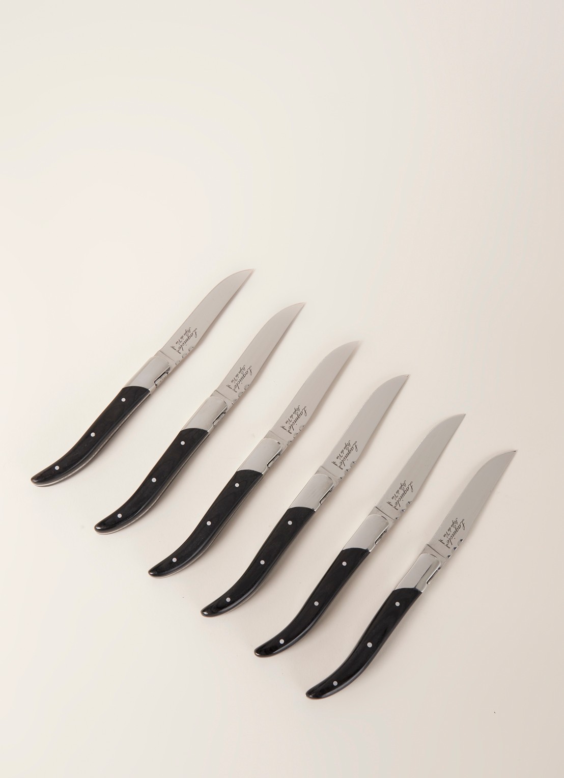Laguiole Style de Vie Luxury Line steakmes set van 6 - voorkant 2 zwart