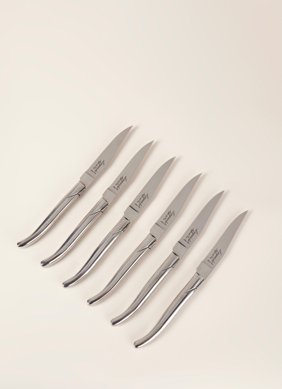 Laguiole Style de Vie Luxury Line steakmes set van 6 - voorkant 2 zilver