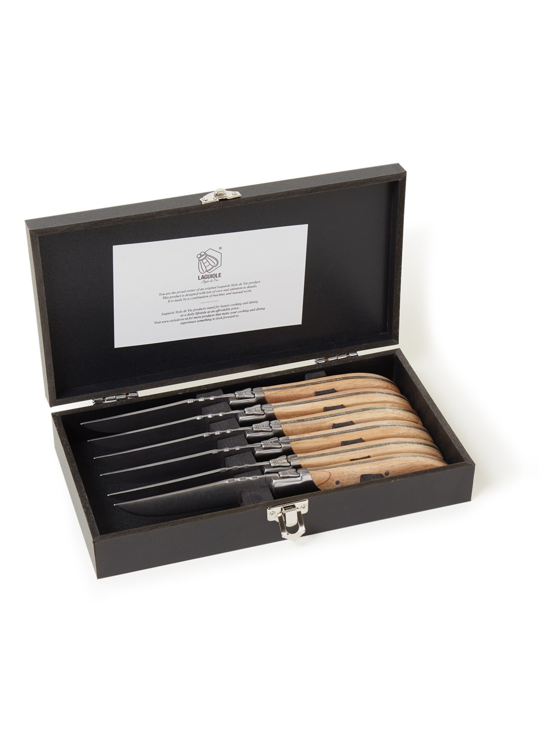 Laguiole Style de Vie Luxury Line steakmes set van 6 - voorkant zilver