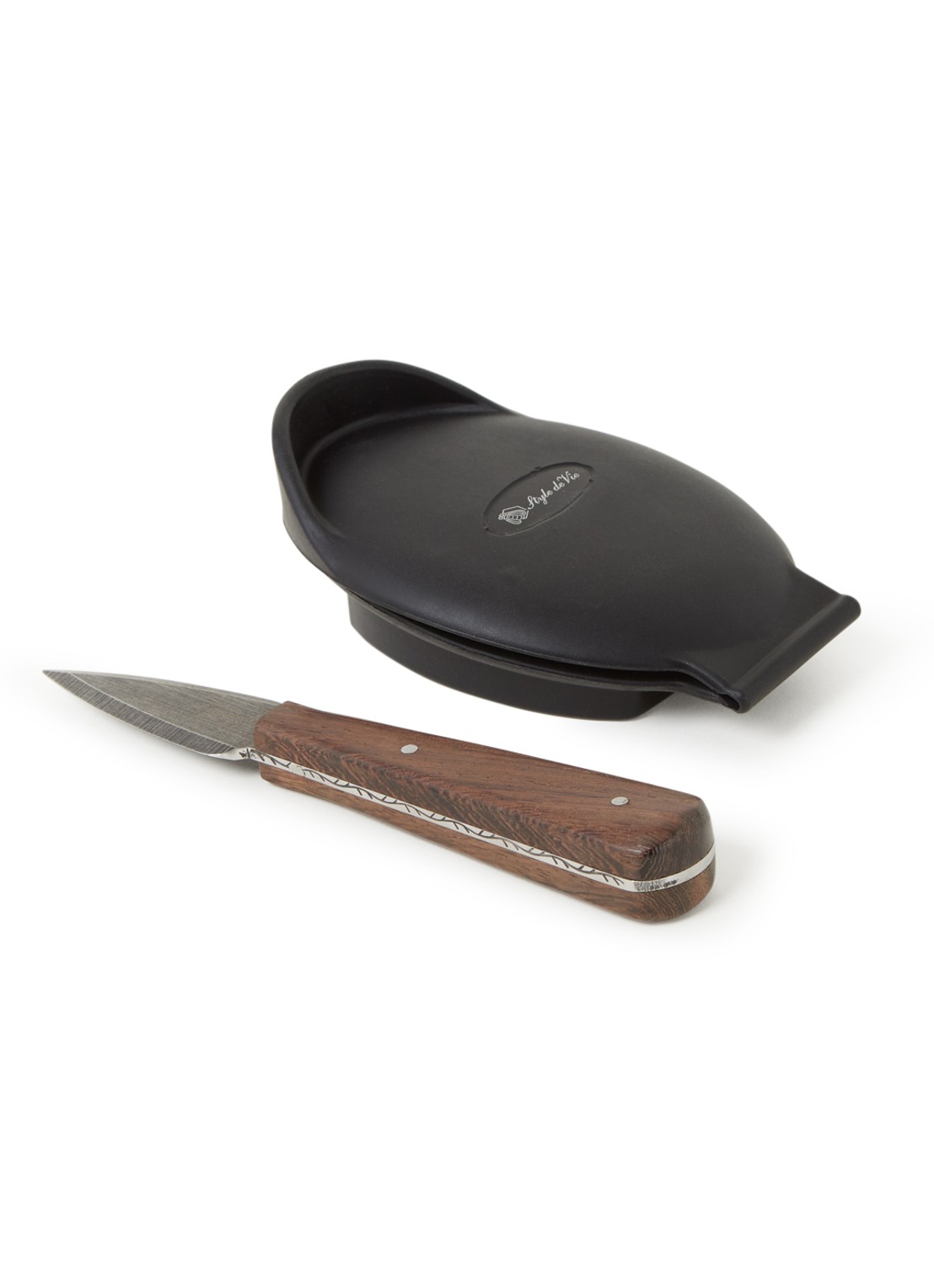 Laguiole Style de Vie Oestermes met beschermer 15 cm - voorkant donkerbruin