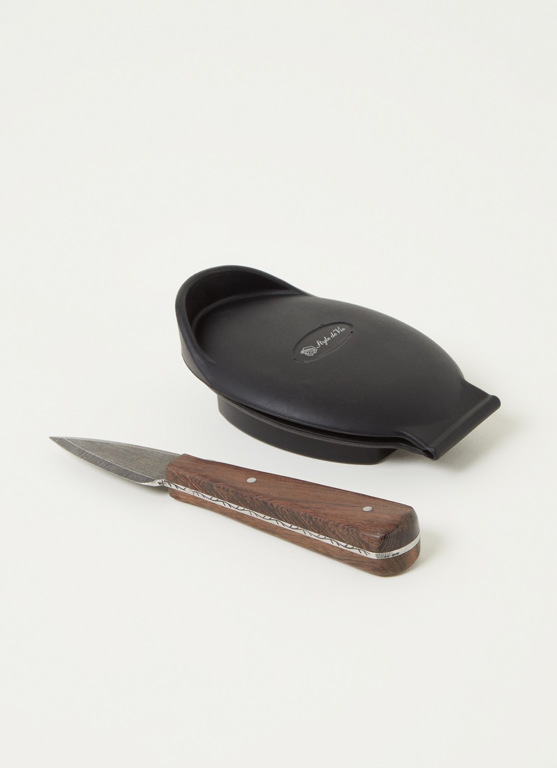 Laguiole Style de Vie Oestermes met beschermer 15 cm - voorkant 2 donkerbruin
