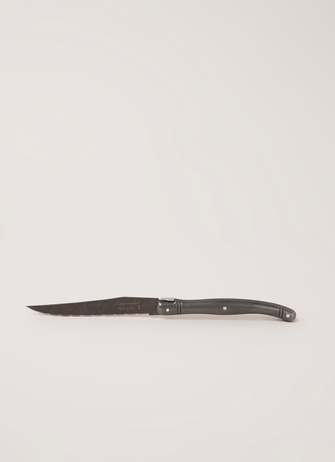 Laguiole Style de Vie Premium Line messenblok met steakmessenset 6-delig - detail zwart