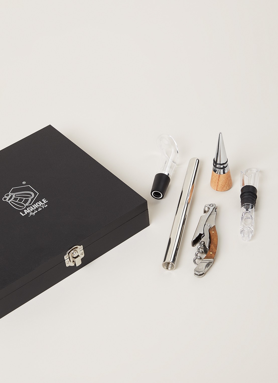 Laguiole Style de Vie Wijnset 5-delig - detail zwart