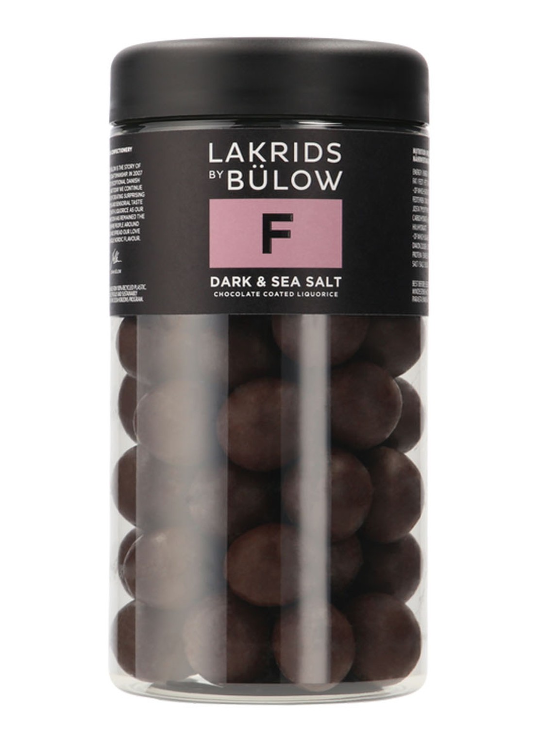 Lakrids by Bülow F - Dark & Sea Salt drop met chocolade 270 gram - voorkant undefined