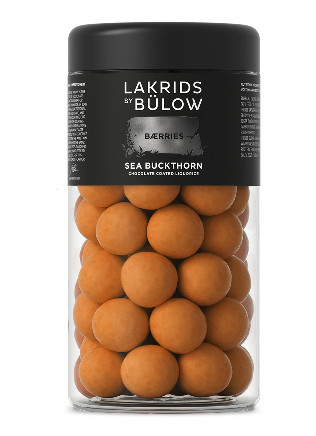 Lakrids by Bülow Regular Sea Buckthorn Halloween 2026 drop met chocolade 270 gram - voorkant beige