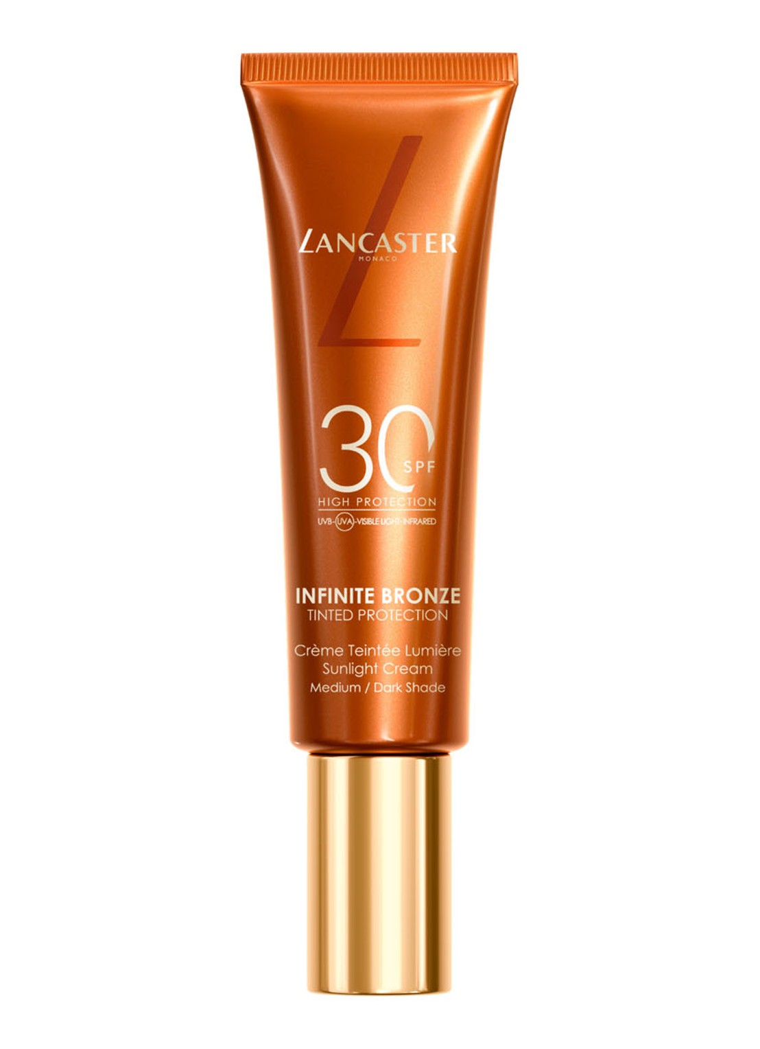 Lancaster Infinite Bronze Tinted Protection SPF 30 - getinte dagcrème - voorkant medium/dark