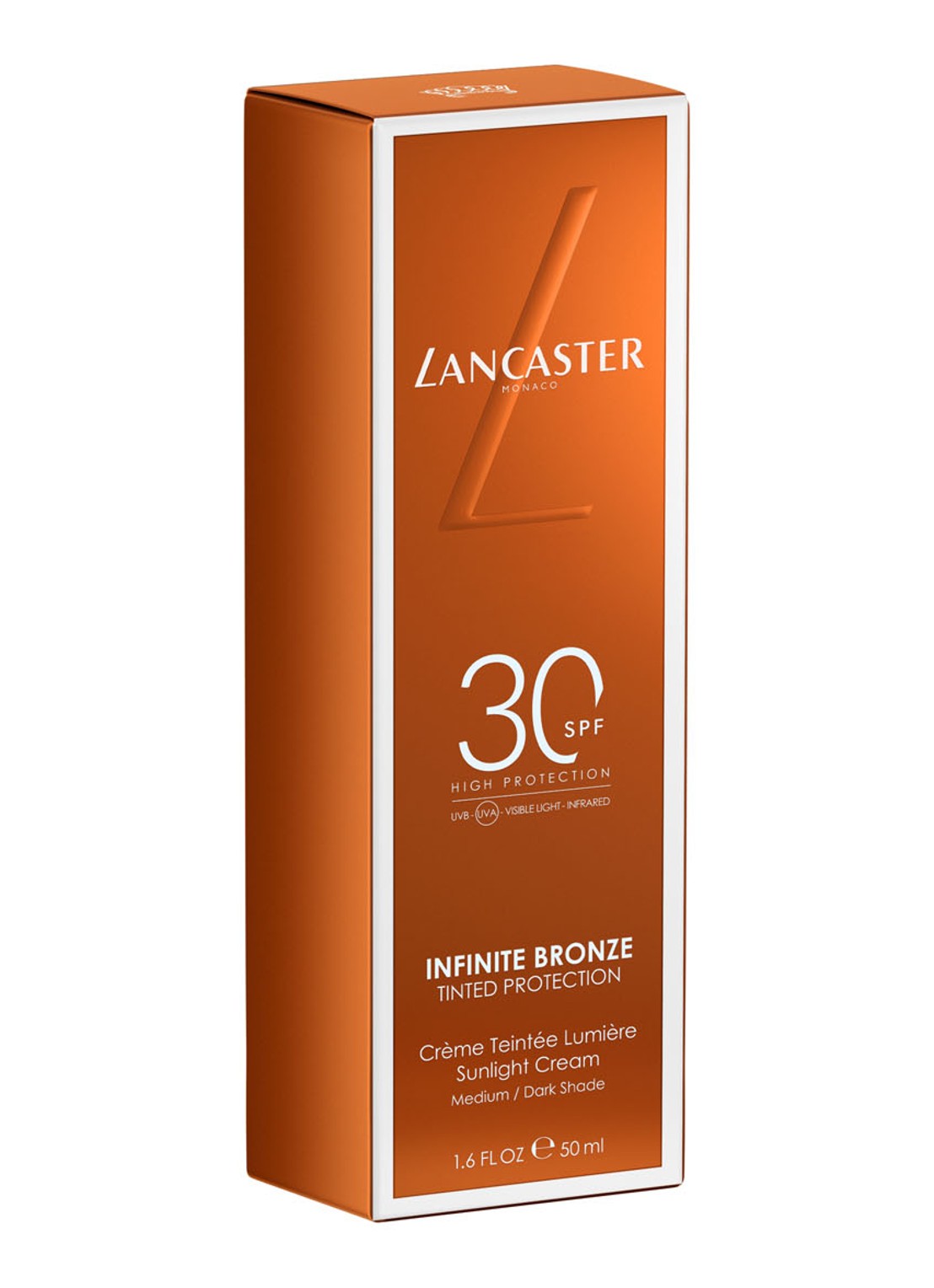 Lancaster Infinite Bronze Tinted Protection SPF 30 - getinte dagcrème - voorkant 2 medium/dark