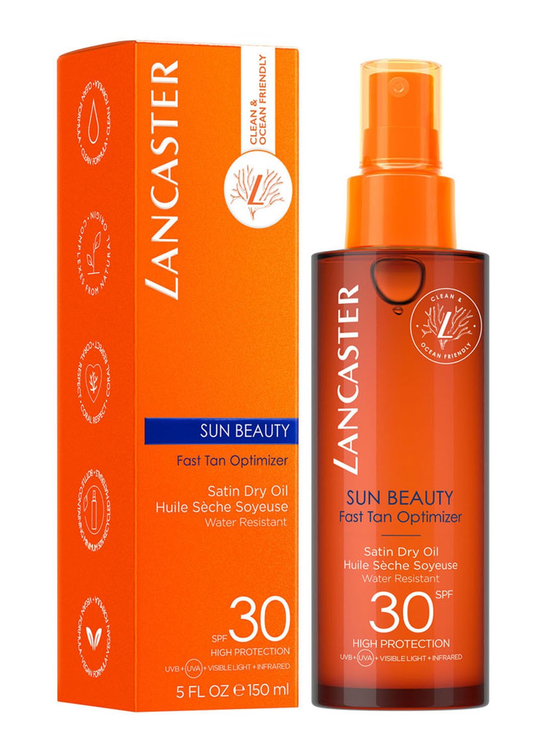 Lancaster Sun Beauty Fast Tan Optimizer Satin Dry Oil SPF 30 - zonneolie - voorkant 7 undefined