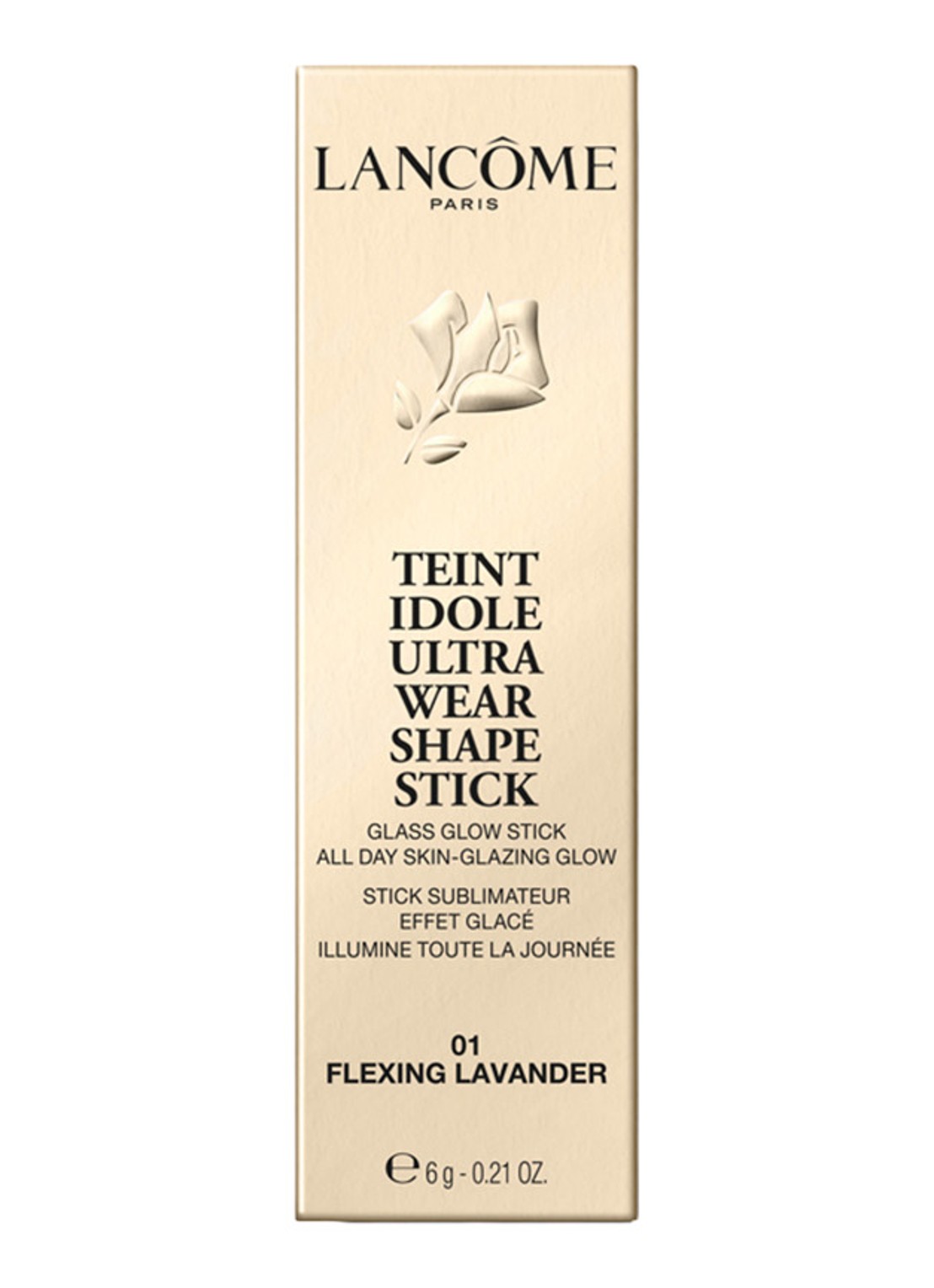 Lancôme Teint Idole Ultra Wear Shape Stick Glow Highlighter - highlighter stick - voorkant 2 01 flexing lavender