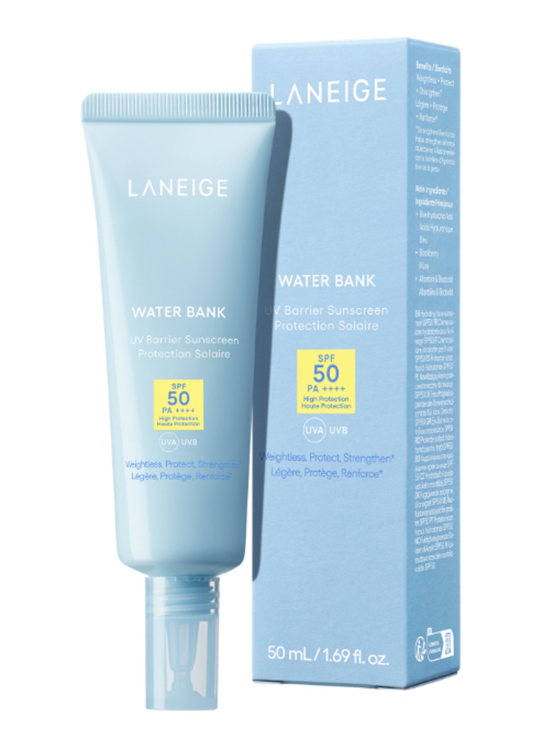 Laneige Water Bank UV Sunscreen SPF50+  - zonnebrand voor het gezicht - voorkant 2 undefined