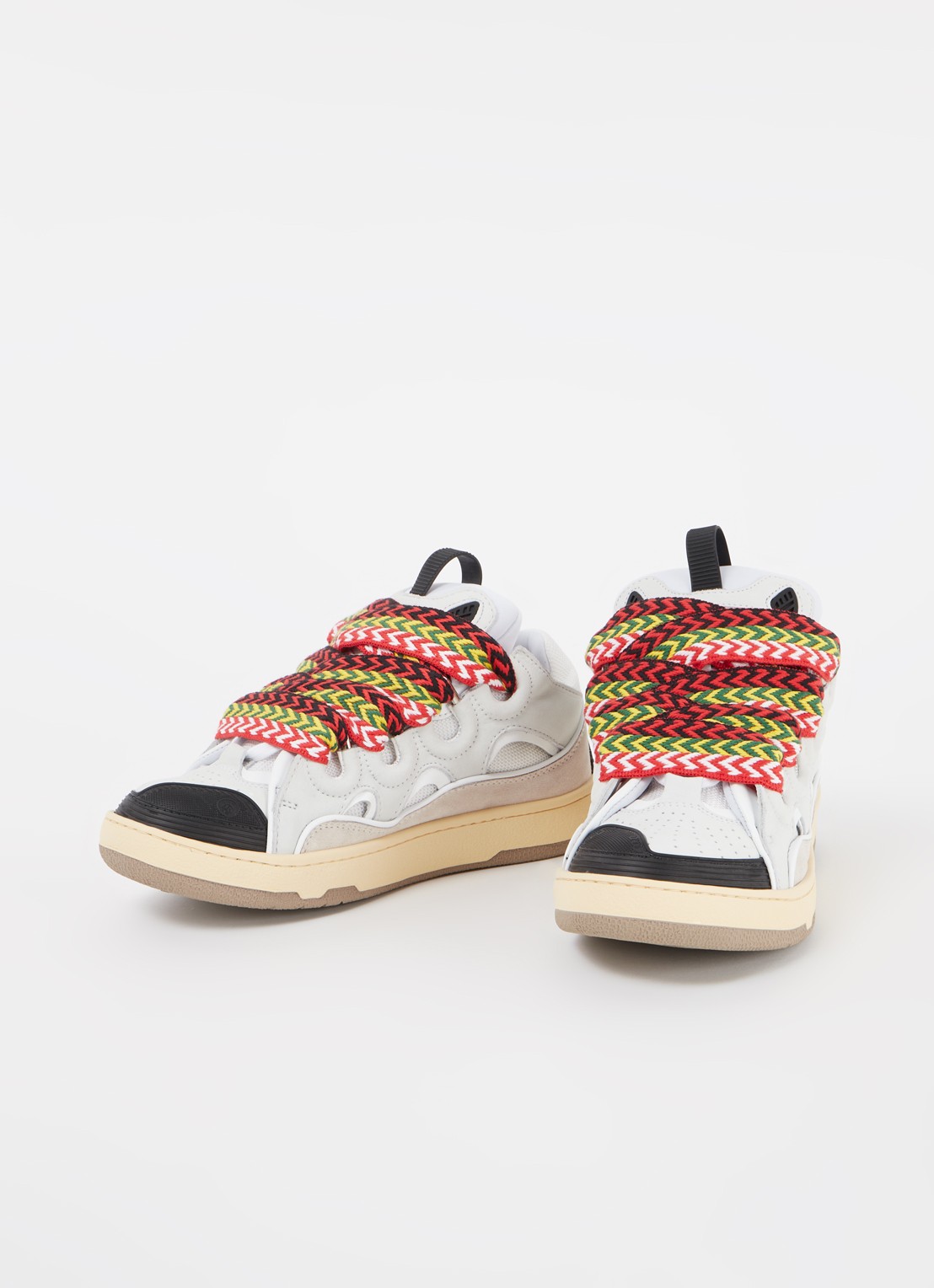 Lanvin Curb sneaker met leren details - detail 3 wit