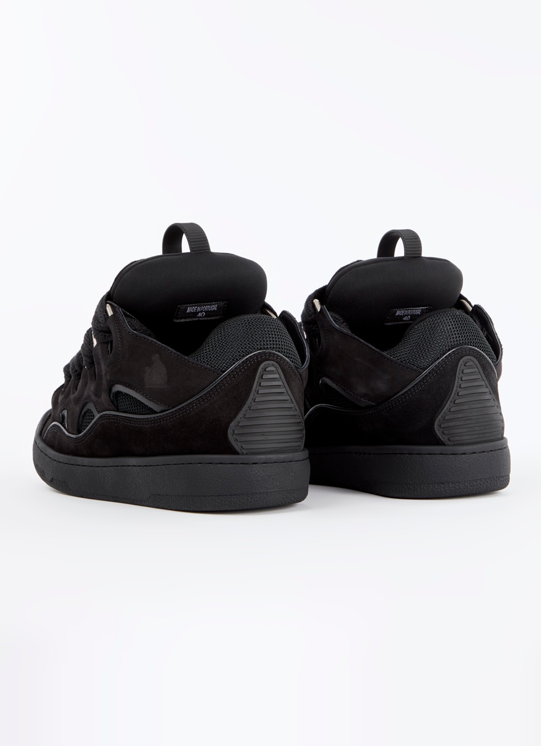 Lanvin Curb sneaker van kalfsleer met mesh details - achterkant zwart