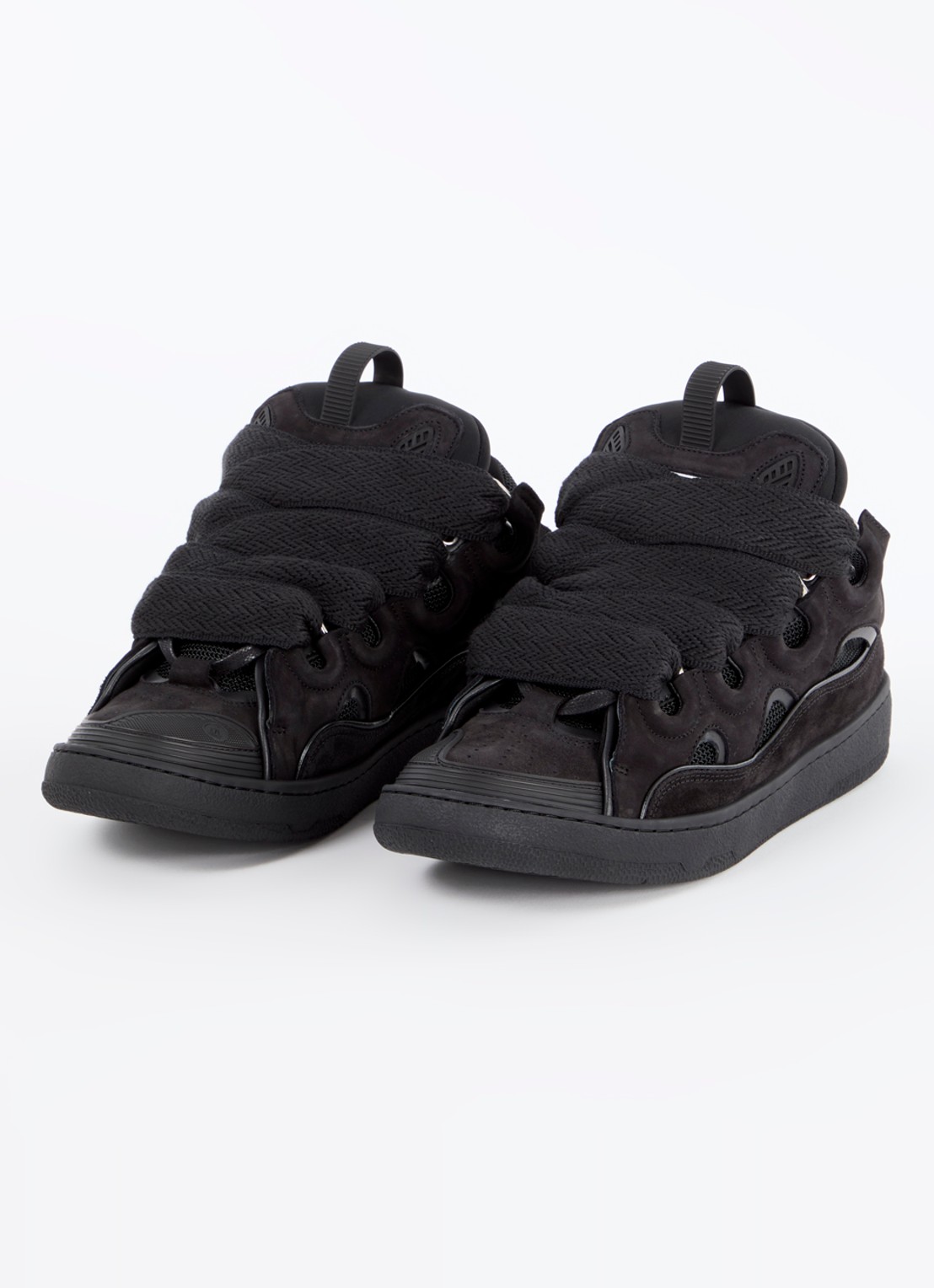 Lanvin Curb sneaker van kalfsleer met mesh details - detail 4 zwart
