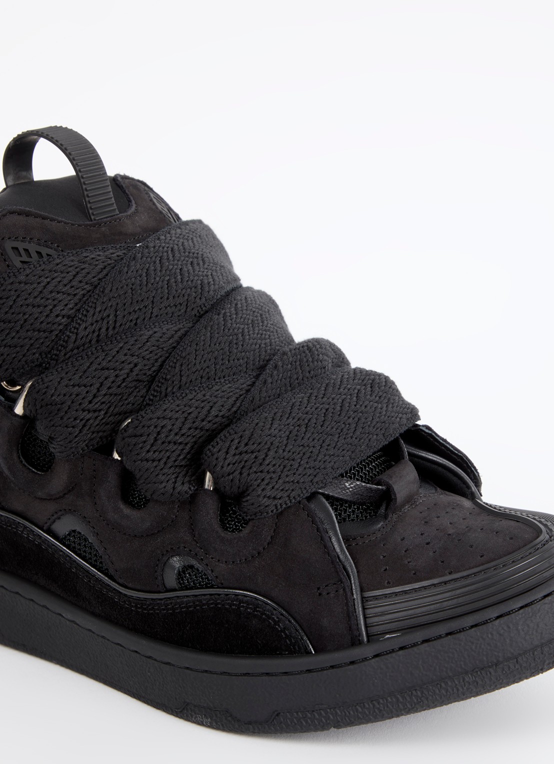 Lanvin Curb sneaker van kalfsleer met mesh details - detail 7 zwart