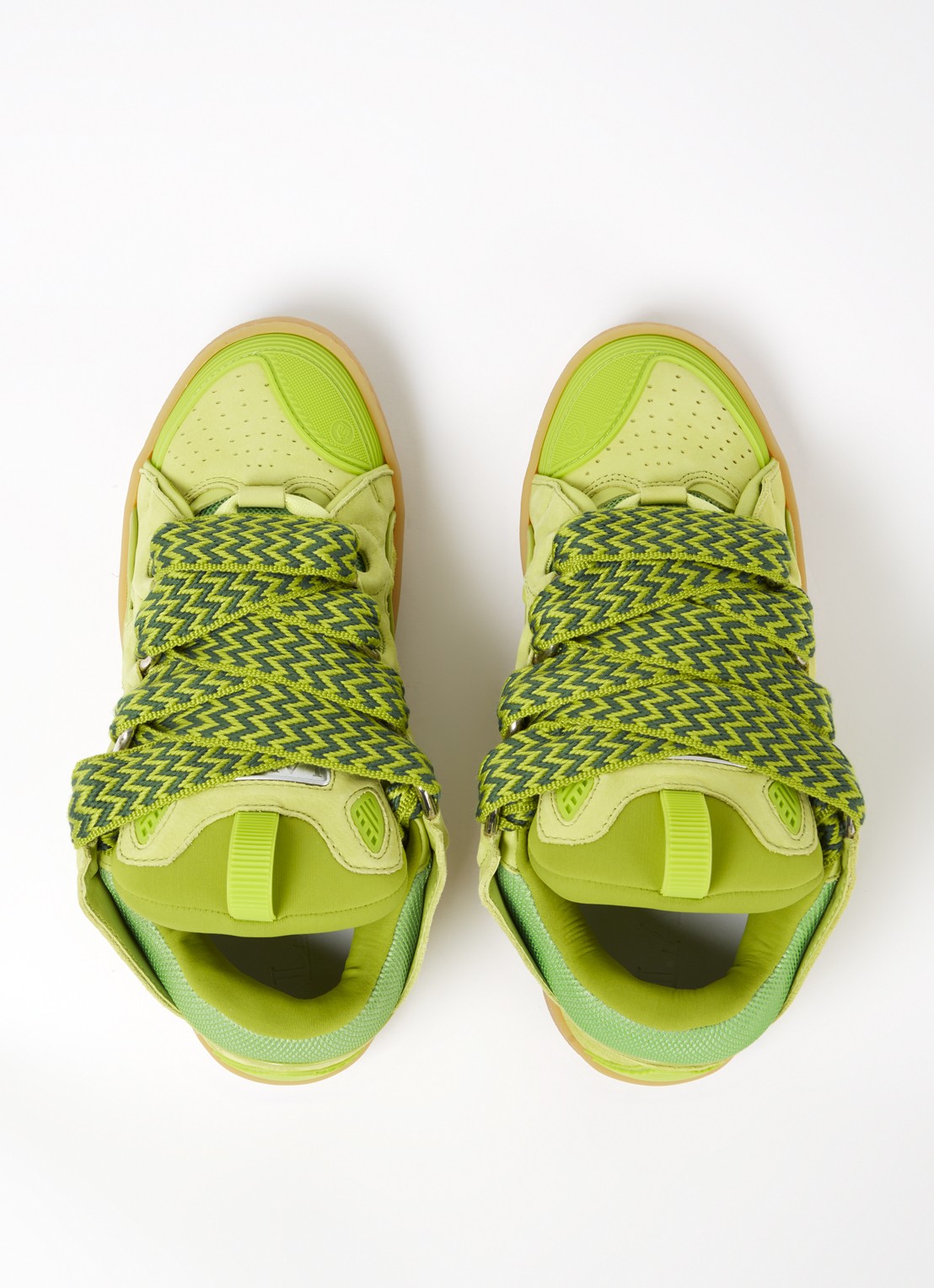 Lanvin Curb sneaker van kalfsleer met suède details  - detail 2 lime