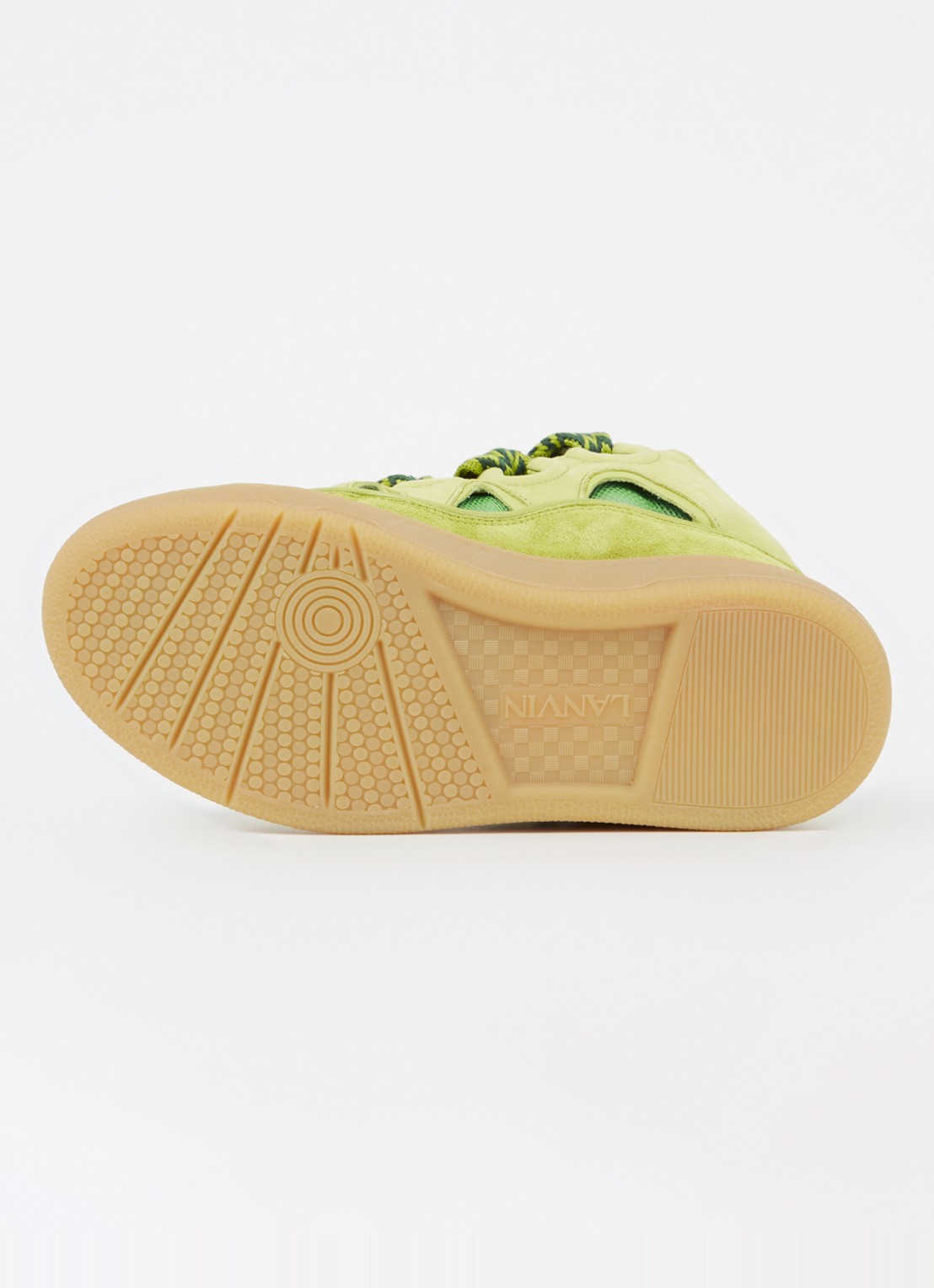 Lanvin Curb sneaker van kalfsleer met suède details  - detail 3 lime