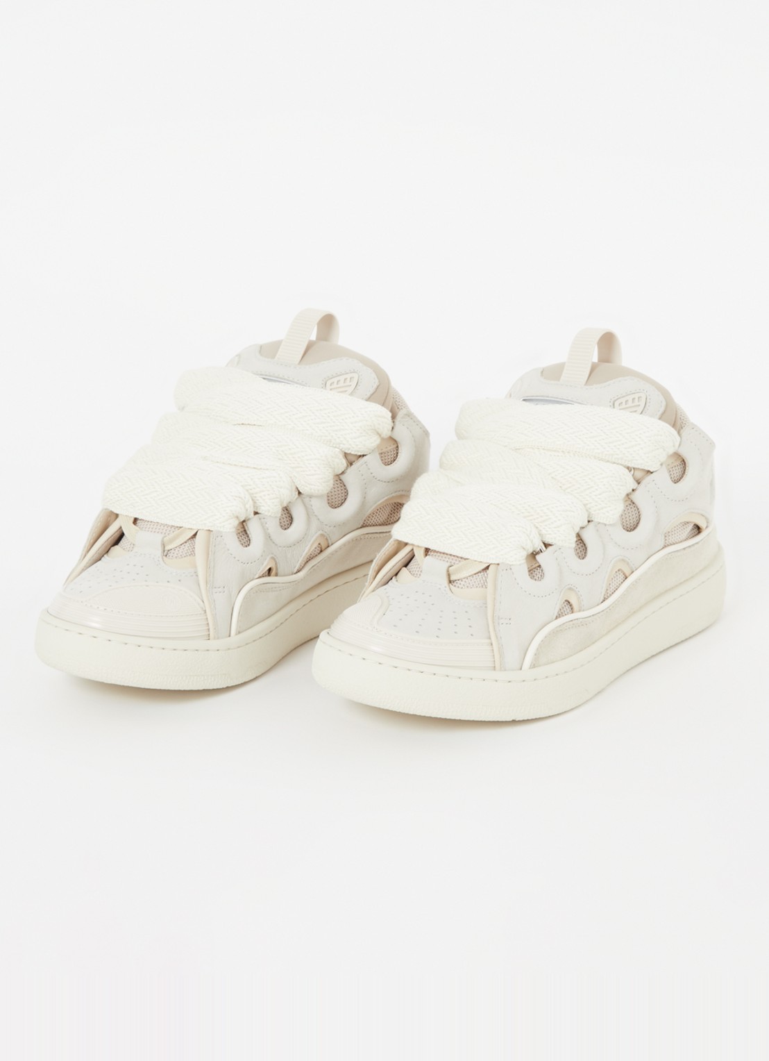 Lanvin Curb sneaker van kalfsleer met suède details - detail 4 beige