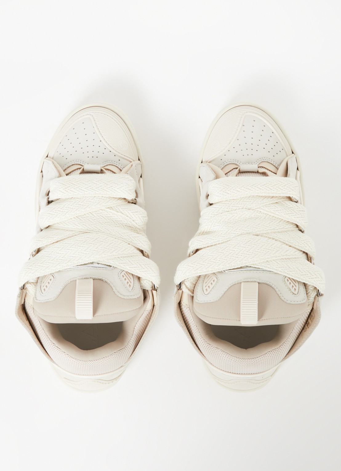 Lanvin Curb sneaker van kalfsleer met suède details - detail 5 beige