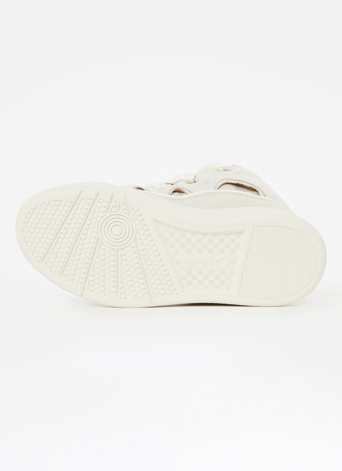 Lanvin Curb sneaker van kalfsleer met suède details - detail 6 beige