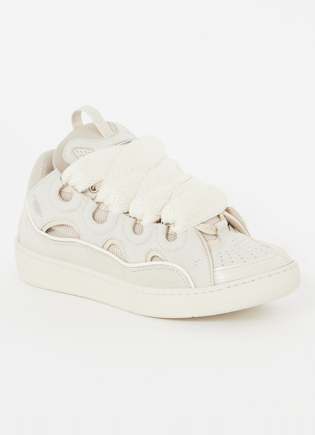 Lanvin Curb sneaker van kalfsleer met suède details - voorkant 2 beige