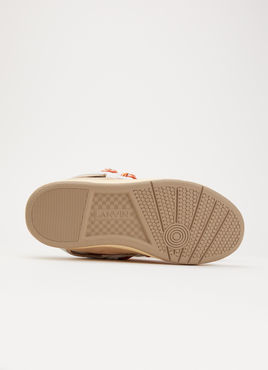 Lanvin Curb sneaker van kalfsleer met suède details - detail 6 abrikoos