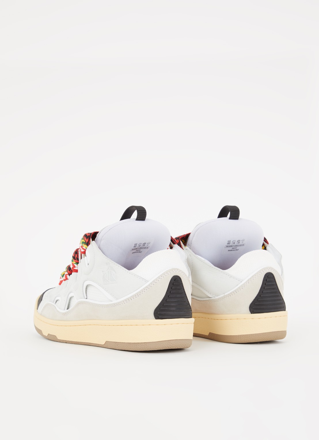 Lanvin Curb sneaker van kalfssuède met mesh details - achterkant lichtgrijs