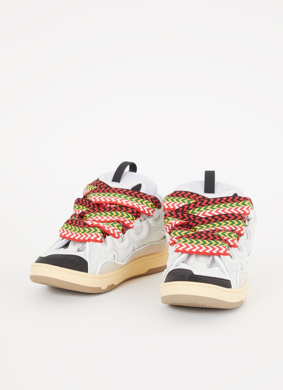 Lanvin Curb sneaker van kalfssuède met mesh details - detail 4 lichtgrijs
