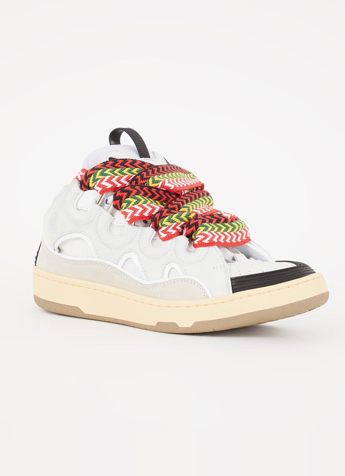 Lanvin Curb sneaker van kalfssuède met mesh details - voorkant 2 lichtgrijs