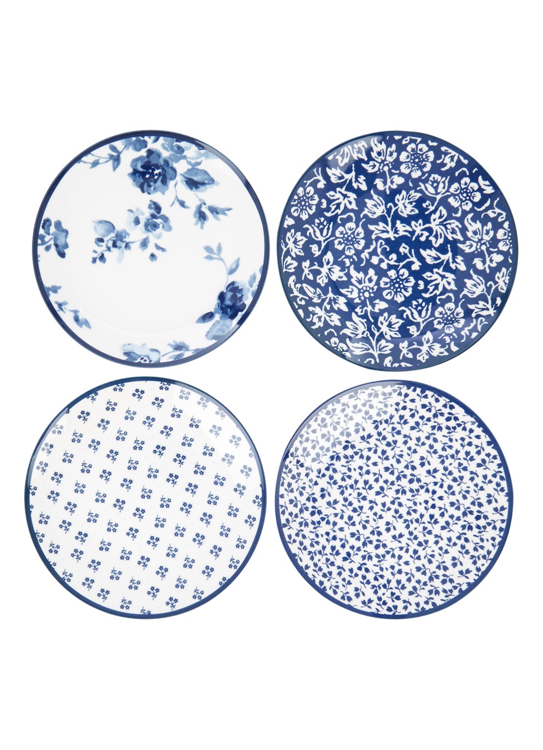 Laura Ashley Gebaksbordje 12 cm set van 4 - voorkant royalblauw