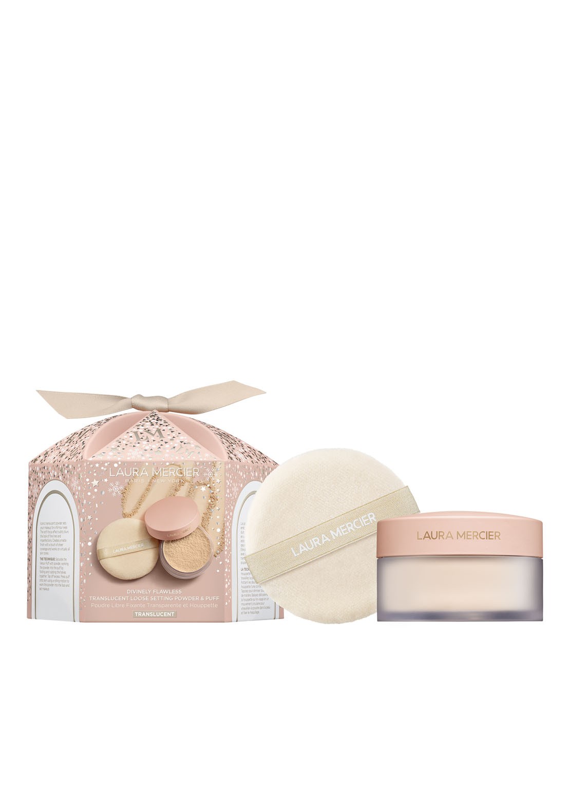 Laura Mercier Divinely Flawless Translucent Loose Setting Powder & Puff - Limited Edition losse poeder - voorkant 4 translucent