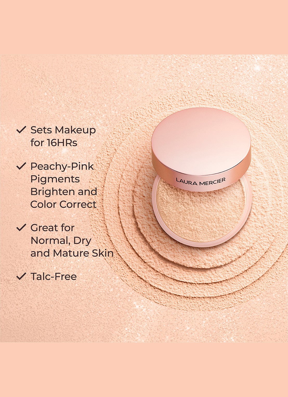 Laura Mercier Mini Translucent Loose Talc-Free Setting Powder Ultra-Blur - travel size losse poeder - detail 4 rose