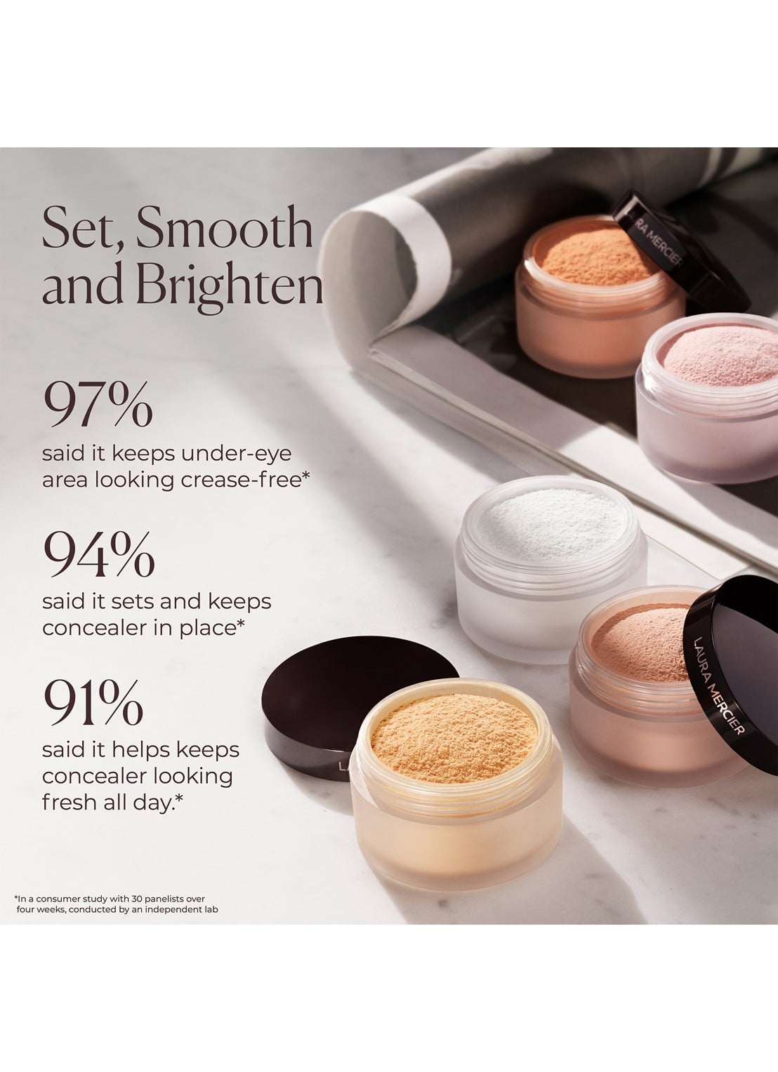 Laura Mercier Secret Brightening Under Eye Setting Powder - losse poeder - achterkant 2 rich peach